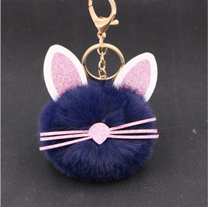 Nouvelle conception En Gros rouge jaune rose Faux Lapin Fourrure bonjour <span class=keywords><strong>kitty</strong></span> chat oreille Boule Porte-clés Porte-clés pour les filles femmes enfants enfants - Product Image 4