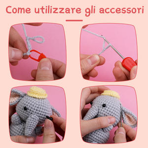 Kit de crochet 2025 pour débutants et adultes, lot de matériel pour poupée éléphant en <span class=keywords><strong>tricot</strong></span>, lot de matériel de crochet fait main, bricolage animal - Product Image 5