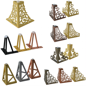 רגלי ספה מודרניות בציפוי כרום להחלפת תמיכת ספה רגלי מתכת רגלי ארון ריהוט רגלי פרח חלול זהוב - Product Image 2