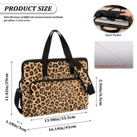 Sacoche pour ordinateur portable à imprimé léopard, compatible avec MacBook Pro, sac de travail carré pour le bureau, sac d'ordinateur professionnel avec poches et sangle