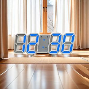 Horloge numérique LED 3D en gros, carrée, style Art Déco, décoration murale/de table, mode nuit lumineux, alarme réglable, alimentation USB, en plastique - Product Image 4