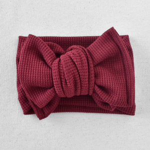 Diadema con lazo de algodón de bambú para bebé, venta al por mayor, lazos para niña, Waffle personalizado, Diadema con lazo de gran tamaño, diademas para recién nacidos, <span class=keywords><strong>turbantes</strong></span> para bebé - Product Image 5