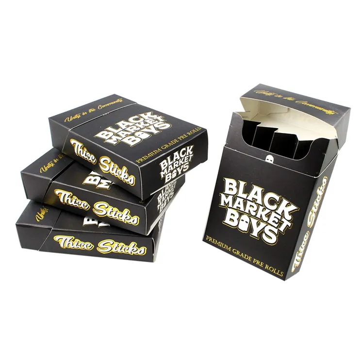 Boîte à cigarettes pliable en carton noir et marron, faite sur mesure, étui à cigarettes king, emballage de vente, bon marché, offre spéciale,