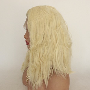 Platine court Blonde 13x4 dentelle avant perruque femmes blanches <span class=keywords><strong>bouclés</strong></span> ondulés Bob perruques pour Drag Queen synthétique corps vague dentelle perruque Costumes - Product Image 5