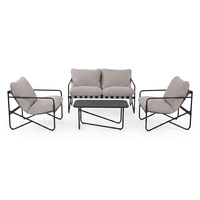 Modernes 4-teiliges Outdoor-Lounge-Set mit Metallrahmen, Zweisitzer, Zwei Sessel, Couchtisch und Gartensofa