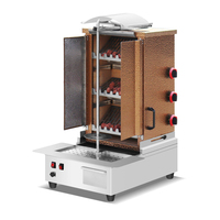 Grande capacité finition dorée 8 brûleurs gaz Moyen-Orient Gyro Doner Kebab Machine GPL pierre de lave bois feu Shawarma Machine