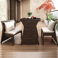 Mobilier d'extérieur Table basse imperméable Chaise et table de salle à manger en rotin et osier pour la plage, la piscine et la véranda