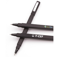 Stylo à bille promotionnel personnalisé de haute qualité avec logo, toucher doux, caoutchouc noir, clip métallique carré, plastique revêtu, 1,0 mm