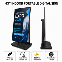 Affichage numérique portable 43 pouces avec contrôle par application Bluetooth, gestion de contenu à distance, écran LCD pour affichage de contenu en magasin