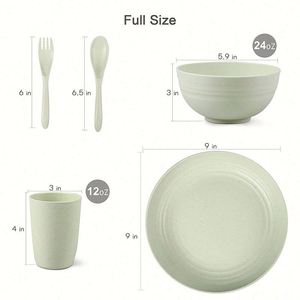 Produits sans BPA, assiettes et tasses biodégradables, service de table en plastique, vaisselle en paille de blé de style occidental - Product Image 3