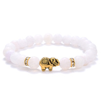Bracelet en pierre naturelle à motif animalier de style ethnique, perles dorées et argentées, pour unisexe - Bijoux en gros