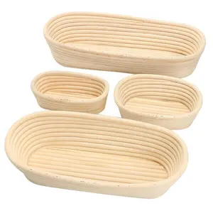 手工制作的9英寸圆形藤条面包碗面包Banneton Brotform面团上升打样篮和手工面包衬里