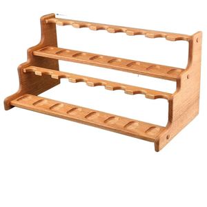 Support à pipes en bois massif à 3 niveaux, avec jointures à mortaise et tenon, portable, pour le rangement des pipes - Product Image 2