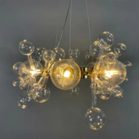 JYLIGHTING, usine professionnelle inspirée de la structure moléculaire, lustre suspendu décoratif en verre transparent