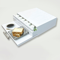 Organisateur de comptoir de cuisine intelligent en acier blanc, support pour micro-ondes avec étagère coulissante