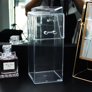 Transparent Makeup Brush Storage <b>Box</b> 9cmx9cmx20.5cm Dustproof Desktop Organizer With Pearl Beads For Cosmetic <b>Tools</b> - Product Image 5