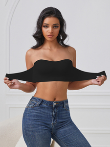 <span class=keywords><strong>Soutien</strong></span>-<span class=keywords><strong>gorge</strong></span> <span class=keywords><strong>bandeau</strong></span> push-up sans bretelles, sans couture, sans armatures, respirant, style simple noir, <span class=keywords><strong>grande</strong></span> <span class=keywords><strong>taille</strong></span>, fermeture avant, sexy, pour femmes - Product Image 4