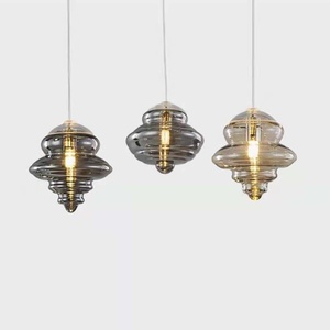 <span class=keywords><strong>Lampe</strong></span> à <span class=keywords><strong>suspension</strong></span> LED en <span class=keywords><strong>verre</strong></span> vintage moderne ambre/gris fumée lustre rétro pour salle à manger salon - Product Image 1