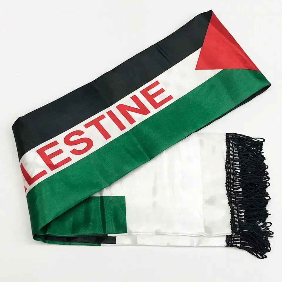 Palästina Notional Custom Schal Druck Logo Design 15*135 cm Palästina Halskette Palästina Flagge Satin Schals
