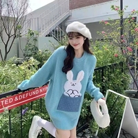 Huachao nouveaux vêtements dessin animé tricot col rond sweat à capuche pour femme surdimensionné à manches longues pull femmes pull pull
