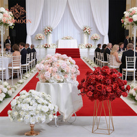Boule de fleurs artificielle en soie faite à la main, centre de table rose et blanche pour mariage, Saint-Valentin, Noël, fête