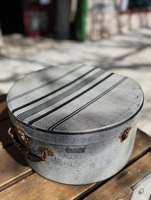 Boîte de voyage personnalisée, boîte cadeau décorative, boîte à cosmétiques ronde, emballage en cuir, boîte à chapeau de cowboy de plage, grande boîte de voyage avec poignée