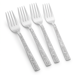 Ensemble de fourchettes en acier inoxydable finition argentée au design élégant avec polissage miroir pour les occasions de repas formels - Product Image 1