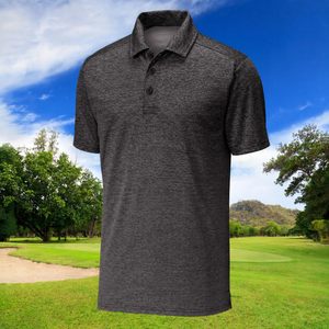 Polo de golf personnalisé pour homme, tissu Heather Performance, monogramme brodé, anti-transpiration - Product Image 4