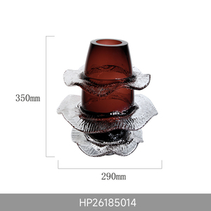 Vaso Alto <span class=keywords><strong>di</strong></span> Lusso in Vetro Soffiato a Mano <span class=keywords><strong>Rosso</strong></span> Borgogna con Texture Ondulata a Strati Effetto Ghiaccio per Centrotavola, Ideale per Hotel, Palazzi e Decorazioni Nuziali - Product Image 6