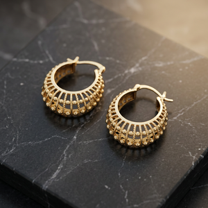SOUMYA CREATIONS Pendientes de Aro de Latón Chapado en Oro de 18K con Filigrana, Estilo Vintage Geométrico, Modernos y de Declaración, Certificados, con Engaste de Bisel para Mujer - Product Image 2