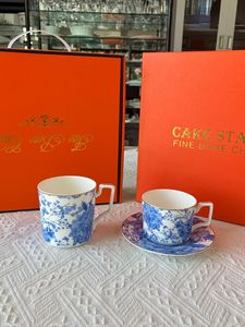 Service de table en porcelaine fine bleue et blanche, style chinois, assiette, tasse, soucoupe, boîte cadeau, motifs multiples, personnalisable - Product Image 2