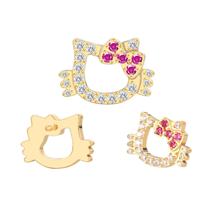 ASTM F136 Titanium CZ Hello Cat Filetage interne Top Helix Anneau d'oreille Anneaux de nez Labret Piercing Bijoux de corps - Product Image 3