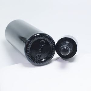 Flat Shoulder 20ml 30ml 40ml 60ml Black Essential Oil Bottle Cosmetic Serum Dropper <b>Glass</b> Bottle with Bamboo Dropper - Product Image 3