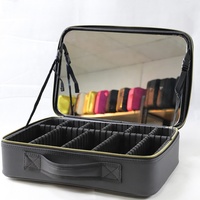 Trousse de Maquillage Professionnelle Grande Capacité avec Séparateurs Ajustables, Fermeture Éclair, Matériau PU, Sac de Toilette de Luxe avec Miroir