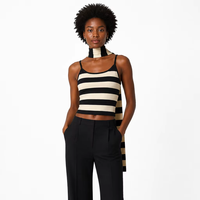 Ensemble de tricots pour femmes avec logo personnalisé, tricoté, sans manches, sans bretelles, rayé, mode club, designer, été, mélange de viscose, usine OEM & ODM