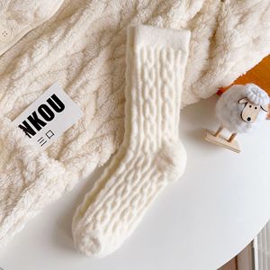 Phụ Nữ Dày Mùa Đông Vớ Ấm Fluffy Mờ Sàn Ngủ Kawaii Vớ Đầy Màu Sắc Dễ Thương Nhiệt Trắng Mềm Nhung Nylon Vớ - Product Image 6