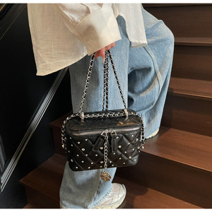Simple petit sac carré pour femmes 2025 nouvelle mode populaire diamant treillis avec diamant chaîne épaule sac à bandoulière - Product Image 2