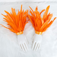 Manchettes de poignet en plumes orange pour costume de cosplay, bracelets décoratifs réglables pour fête à thème carnaval et danse