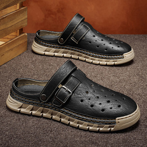 รองเท้าแตะแบบสวมสองทางสีน้ำตาลสำหรับผู้ชาย, รองเท้าแบบสวมตาข่ายระบายอากาศได้ดี, รองเท้าแตะชายหาดแบบลำลองน้ำหนักเบาและกันลื่น - Product Image 3