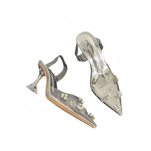 Sandalias de PVC para mujer 2025 con hebilla de diamantes de imitación, estilo tobillero de caña alta, cierre sin cordones, transparentes, para verano - Product Image 6