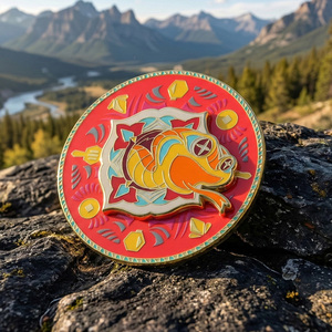 Pins de esmalte duro giratorios de 360 grados con diseño de rana de la fortuna dorada, personalizados, lindos, estilo anime, con rana china de la fortuna para la suerte - Product Image 3