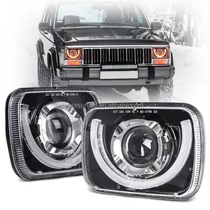 Phares à LED DOT 5X7 pour Jeep Cherokee XJ YJ Square 7x6 inch Phare à LED Hi-Lo Beam DRL Clignotant Accessoires de voiture