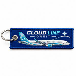 Factory Price Aviation Embroidered Keychain Double Sided Jet <b>Tag</b> Custom Logo Embroidery Keychain - Product Image 3