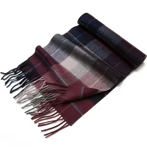 Factory direct sales wool blended British style men's wool scarf with tassels