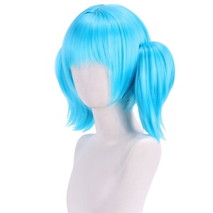 Venta al por mayor 30cm corto azul <span class=keywords><strong>Sally</strong></span> cara peluca Cosplay sintético Anime Halloween fiesta resistente al calor Cola de Caballo peluca - Product Image 3