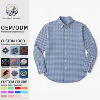Chemise décontractée Oxford à manches longues pour homme, 100% coton égyptien, à carreaux, personnalisable avec logo, vente en gros, vierge