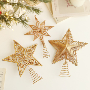 Luxurious <b>Gold</b> Iron Art <b>Christmas</b> <b>Tree</b> Topper Star Hollow Out Metal Star Topper for Xmas <b>Tree</b> Decor Holiday Home Party - Product Image 2
