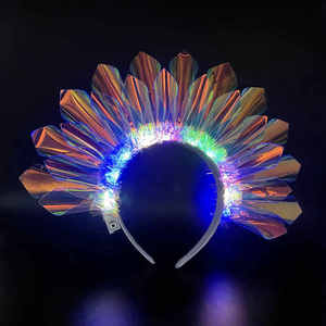 Nicro เครื่องประดับผมปักเลื่อมเรืองแสงสำหรับงานปาร์ตี้มงกุฎไฟ LED - Product Image 5