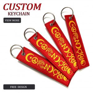 Porte-clés personnalisé en tissu brodé avec impression double face pour voiture - Product Image 1