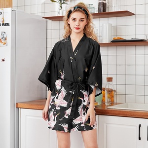Robe Kimono Mini d'été pour Femme, Peignoir en Rayonne, Yukata, Chemise de Nuit, Vêtement de Nuit, Pyjama Femme, Taille M-XXL - Product Image 3